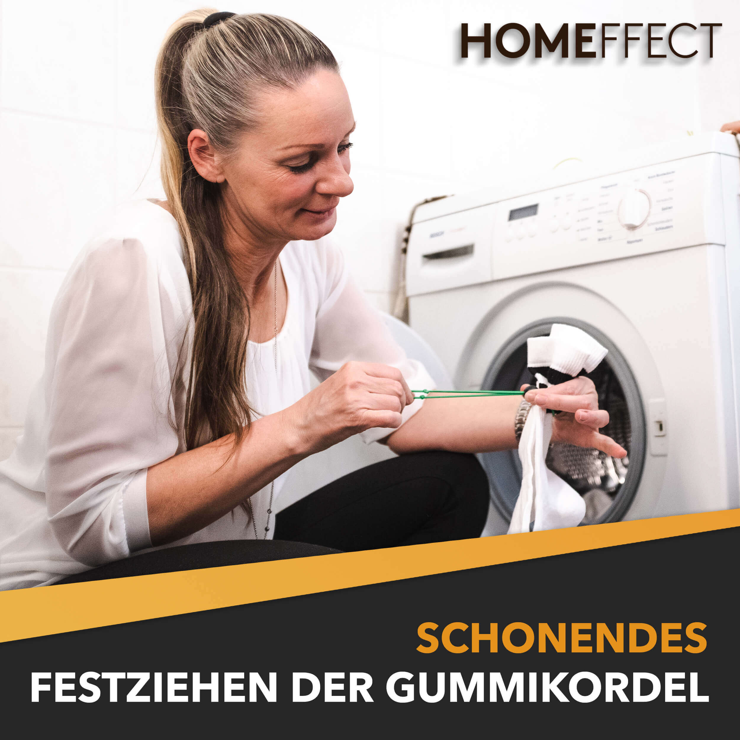 Schonendes Festziehen der Gummikordel